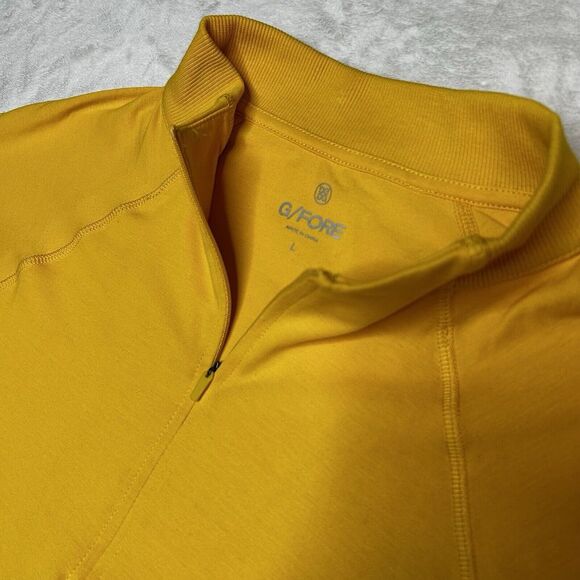 G/Fore Golf Luxe Staple Mid Layer Pullover Mens L Yellow 1/4 Zip Long Sleeve NWT - Picture 1 of 11